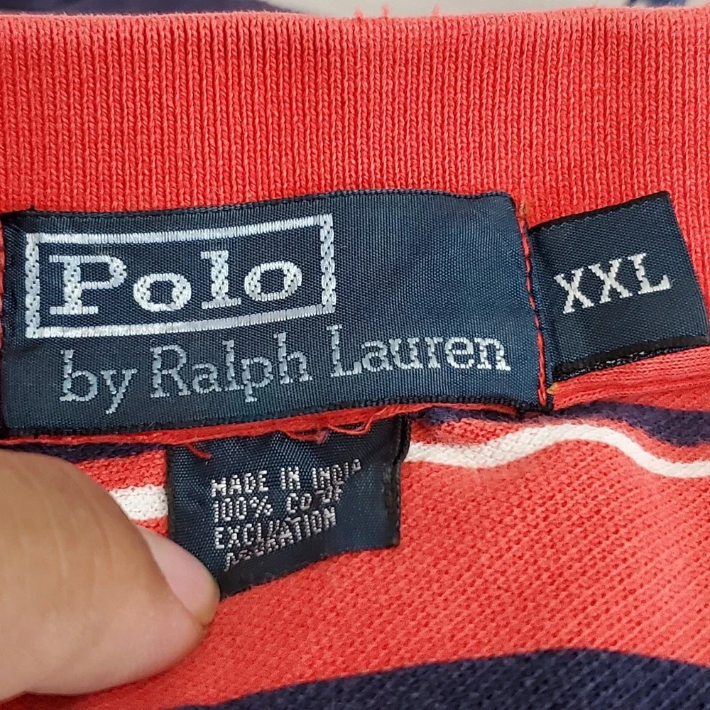Polo By Ralph Lauren Men Polo XXL Red Embroidered Striped Pony Rugby READ